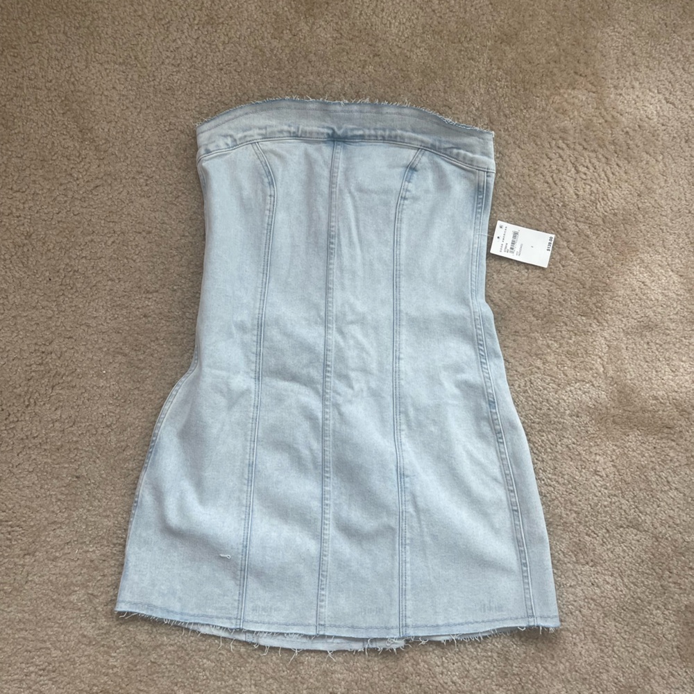 Women's Good American Light Blue Denim Srapless Dress